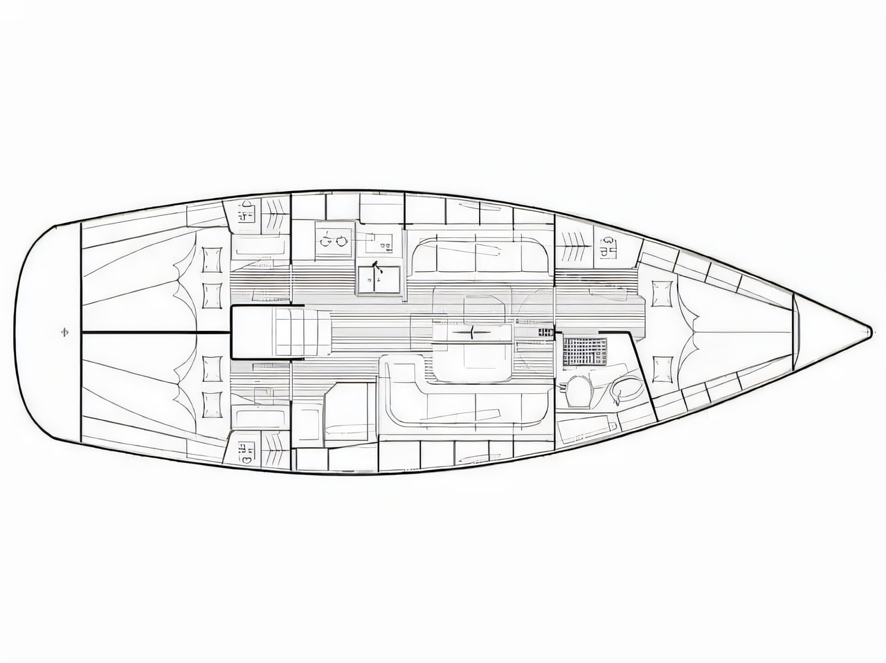 Interior of Bavaria 38 Cruiser sail boat with 3 cabins Croatia yacht charter