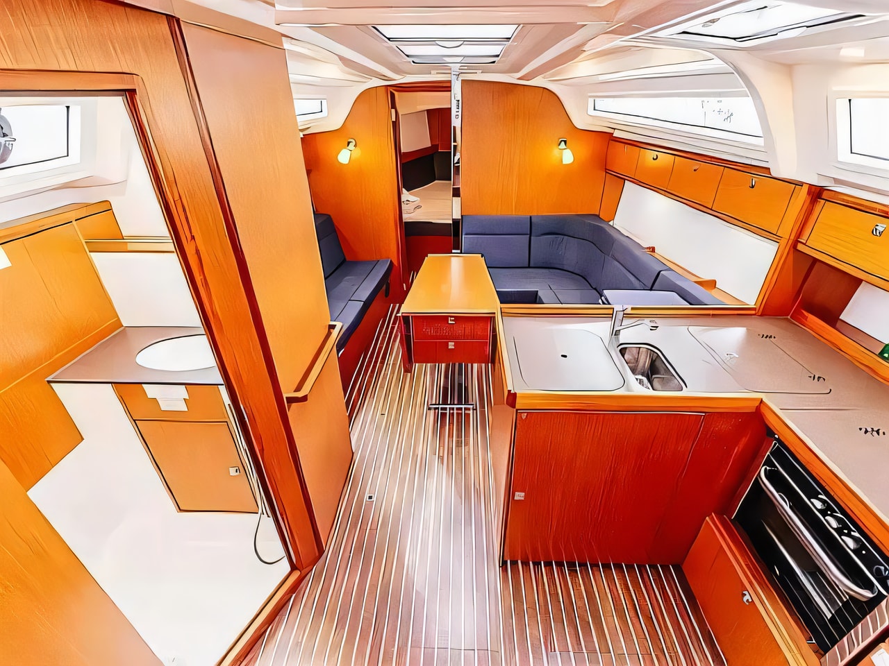 Layout of Bavaria Cruiser 37 sail boat with 3 cabins Croatia yacht charter