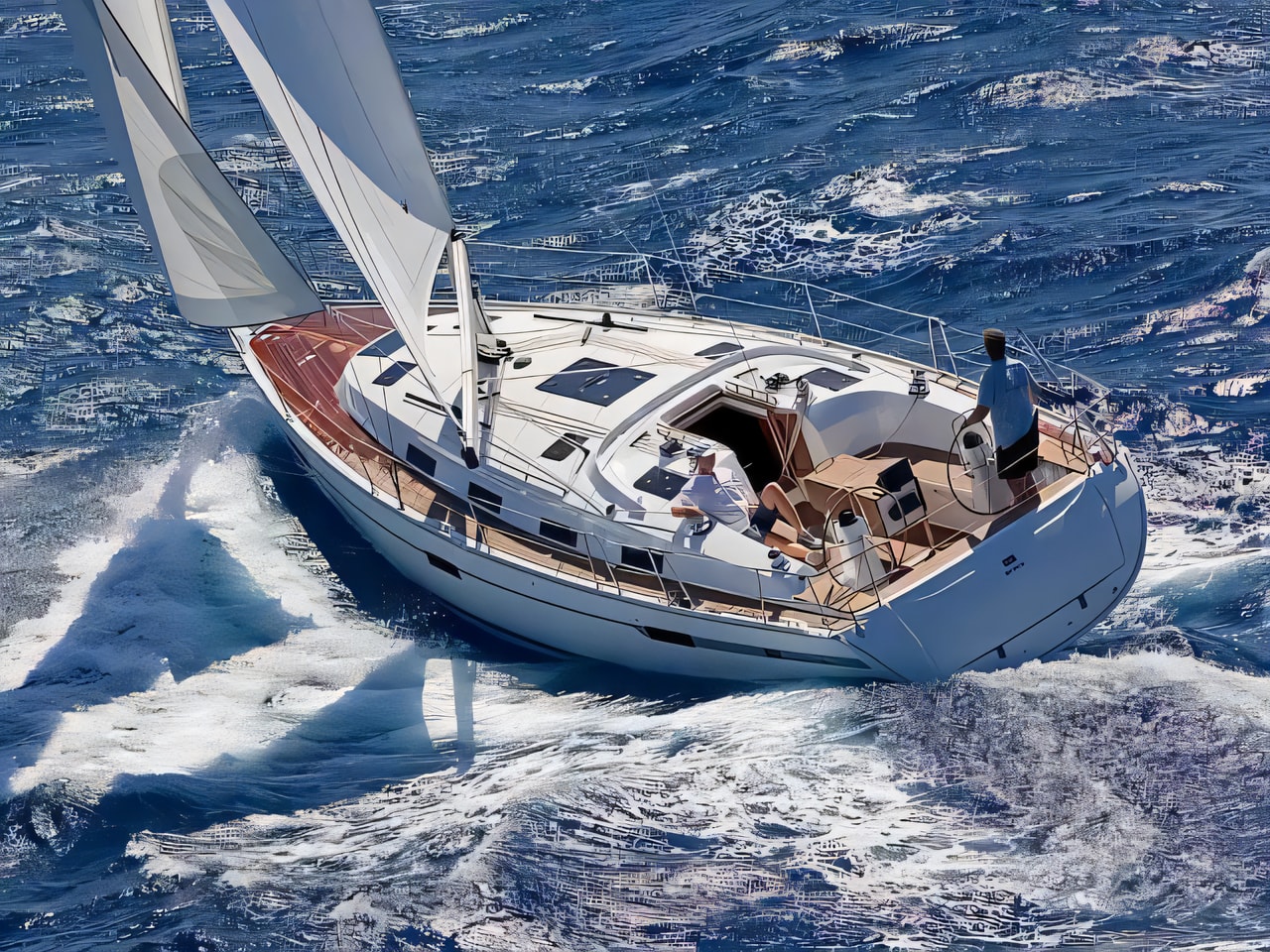 Exterior overview of Bavaria 40 Cruiser sail boat for charter from Krk Marina Punat in the Istria / Kvarner sailing area Croatia