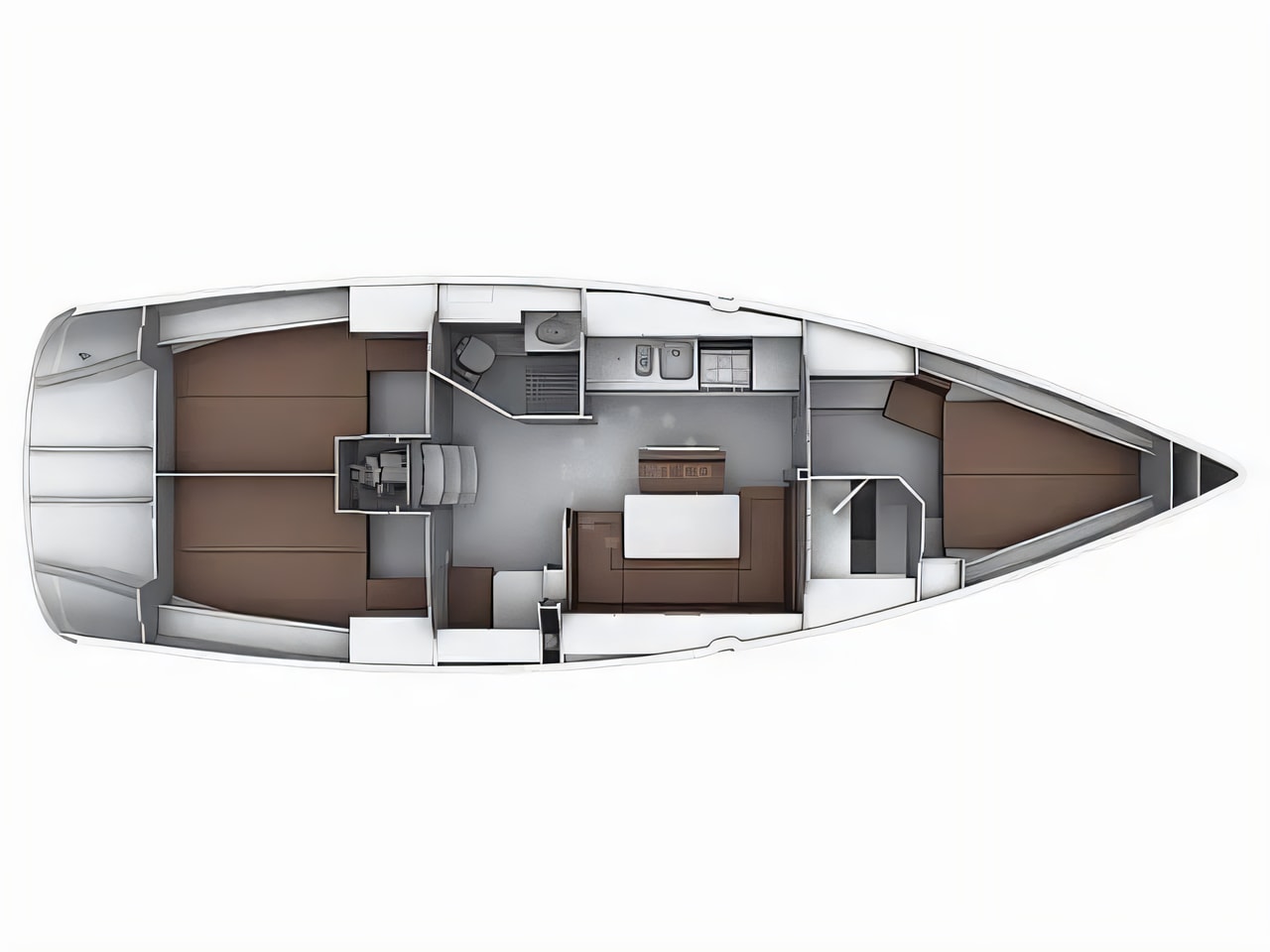 Interior of Bavaria 40 Cruiser sail boat with 3 cabins Croatia yacht charter