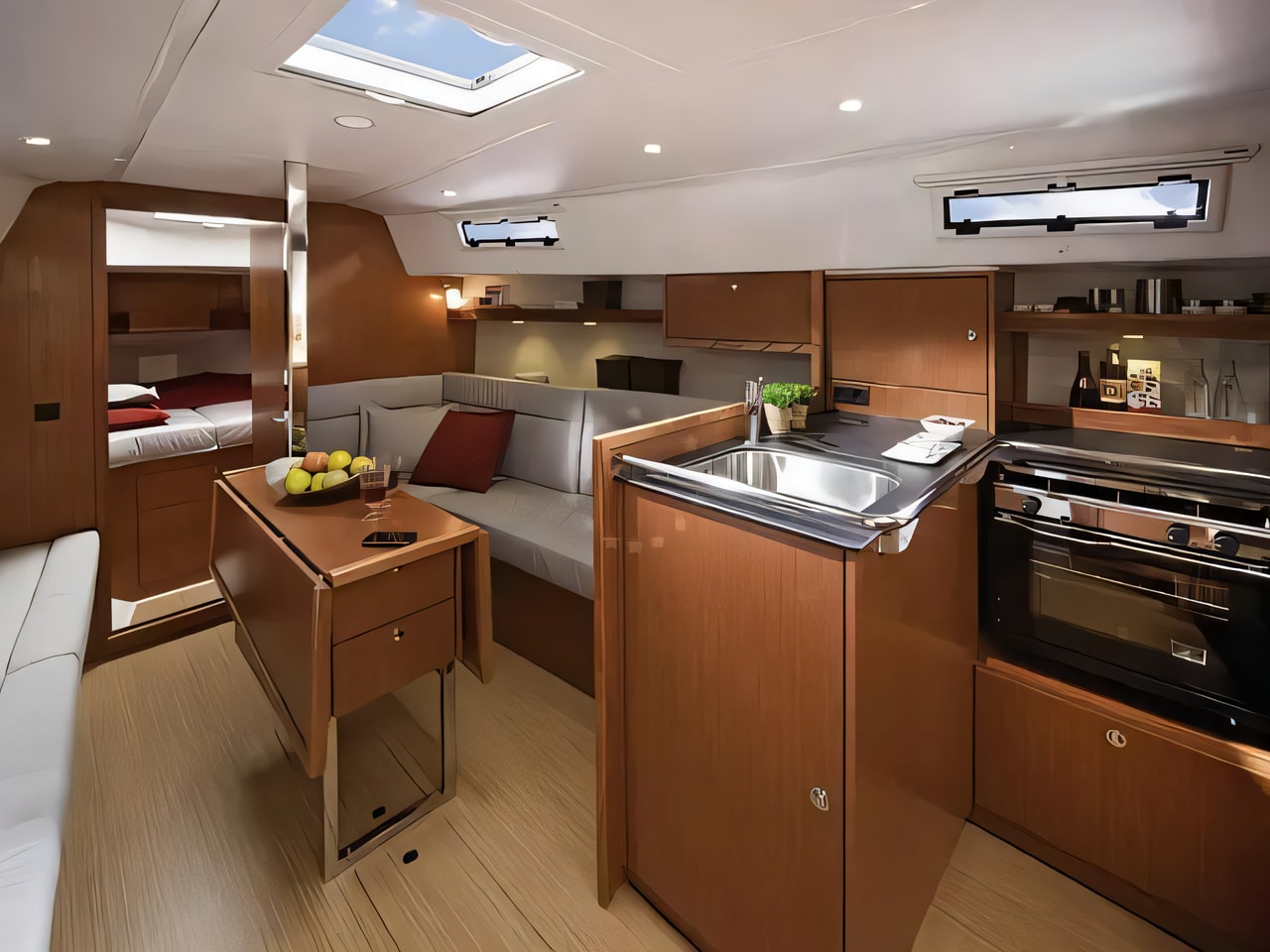 Layout of Bavaria 32 Cruiser sail boat with 2 cabins Croatia yacht charter
