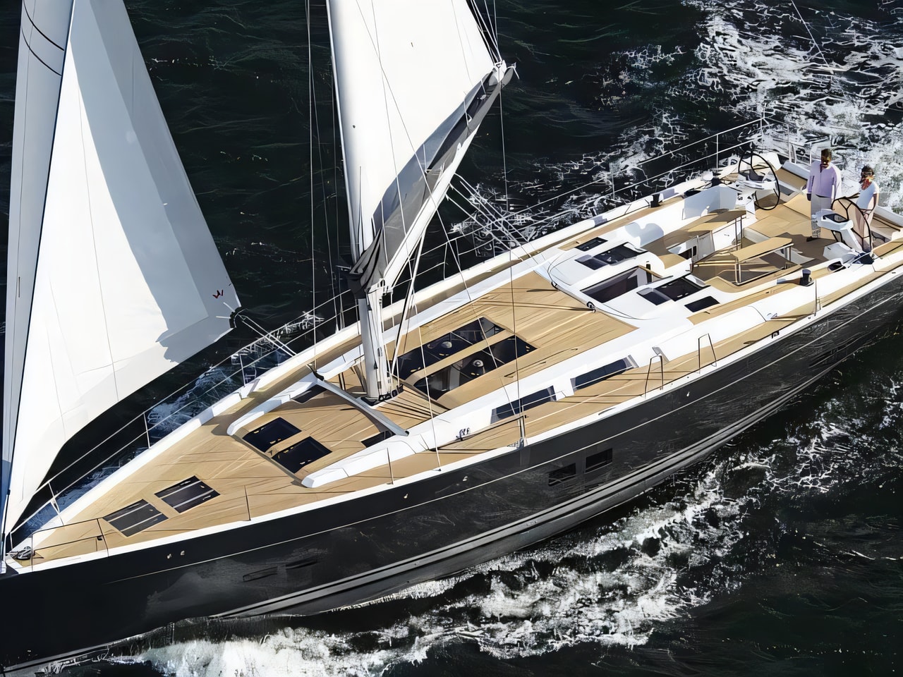 Exterior overview of Hanse 575 sail boat for charter from Primosten Marina Kremik in the Kornati sailing area Croatia