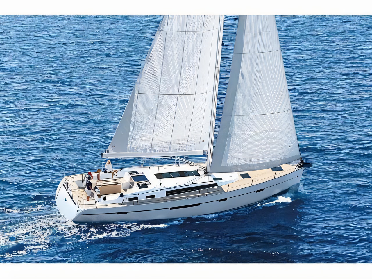 Exterior overview of Bavaria Cruiser 56 sail boat for charter from Primosten Marina Kremik in the Kornati sailing area Croatia