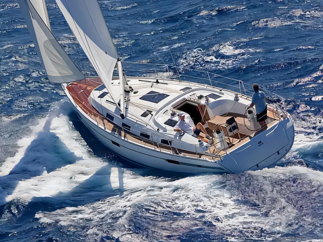 Exterior overview of Bavaria 40 Cruiser sail boat for charter from Primosten Marina Kremik in the Kornati sailing area Croatia