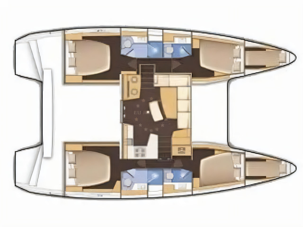 Interior of Lagoon 42 - 6 cab version catamaran with 6 cabins Croatia yacht charter