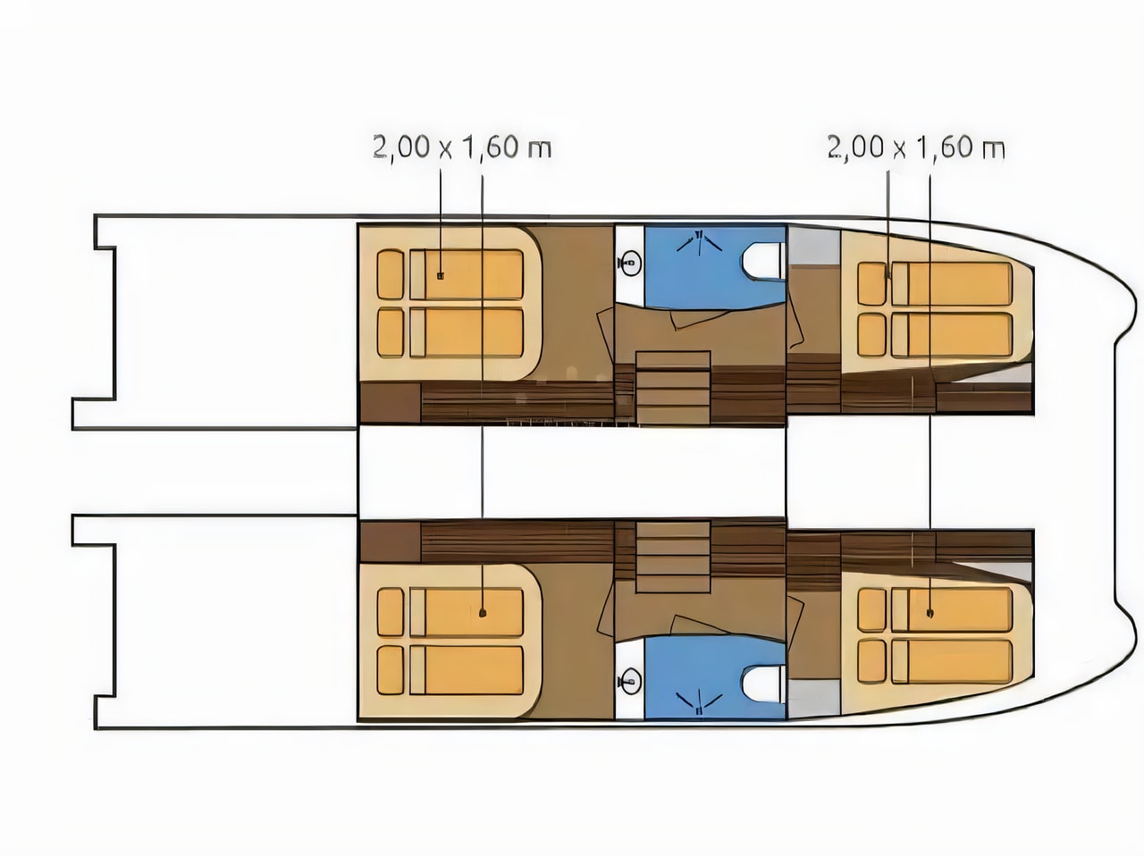 Interior of MY37 power catamaran with 4 cabins Croatia yacht charter