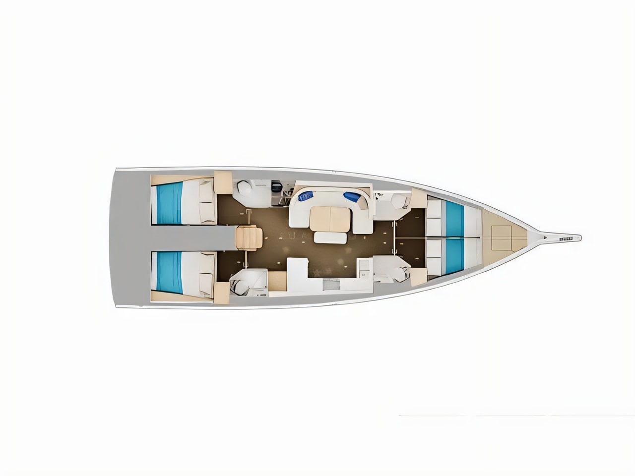 Interior of Sun Odyssey 455 sail boat with 4 cabins Croatia yacht charter