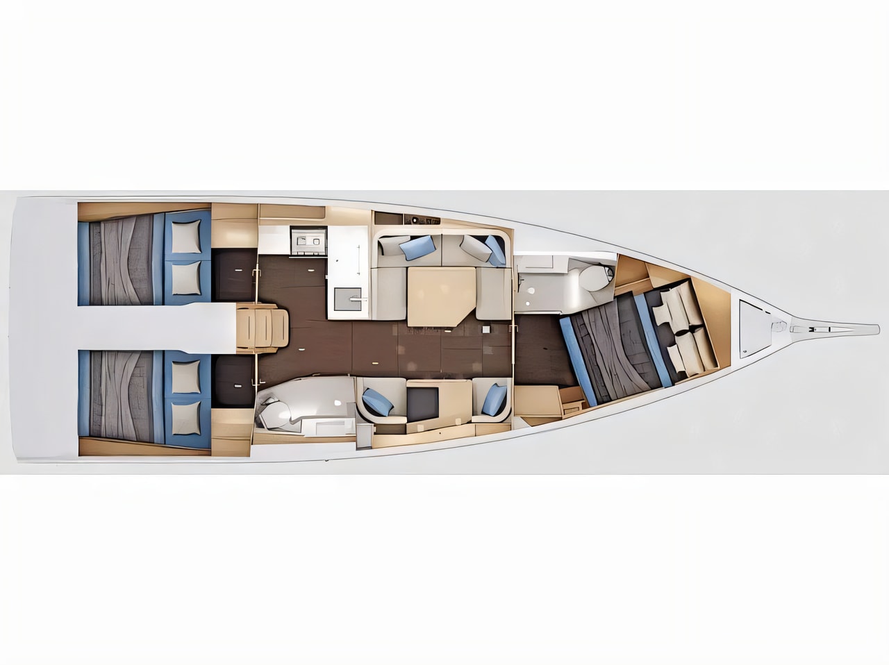 Interior of Sun Odyssey 415 sail boat with 3 cabins Croatia yacht charter