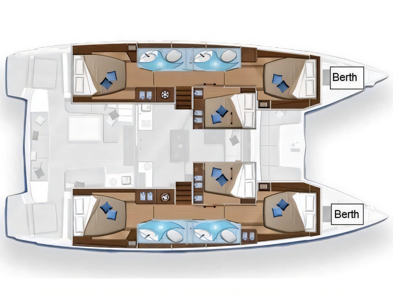 Interior of Lagoon 50 catamaran with 8 cabins Croatia yacht charter
