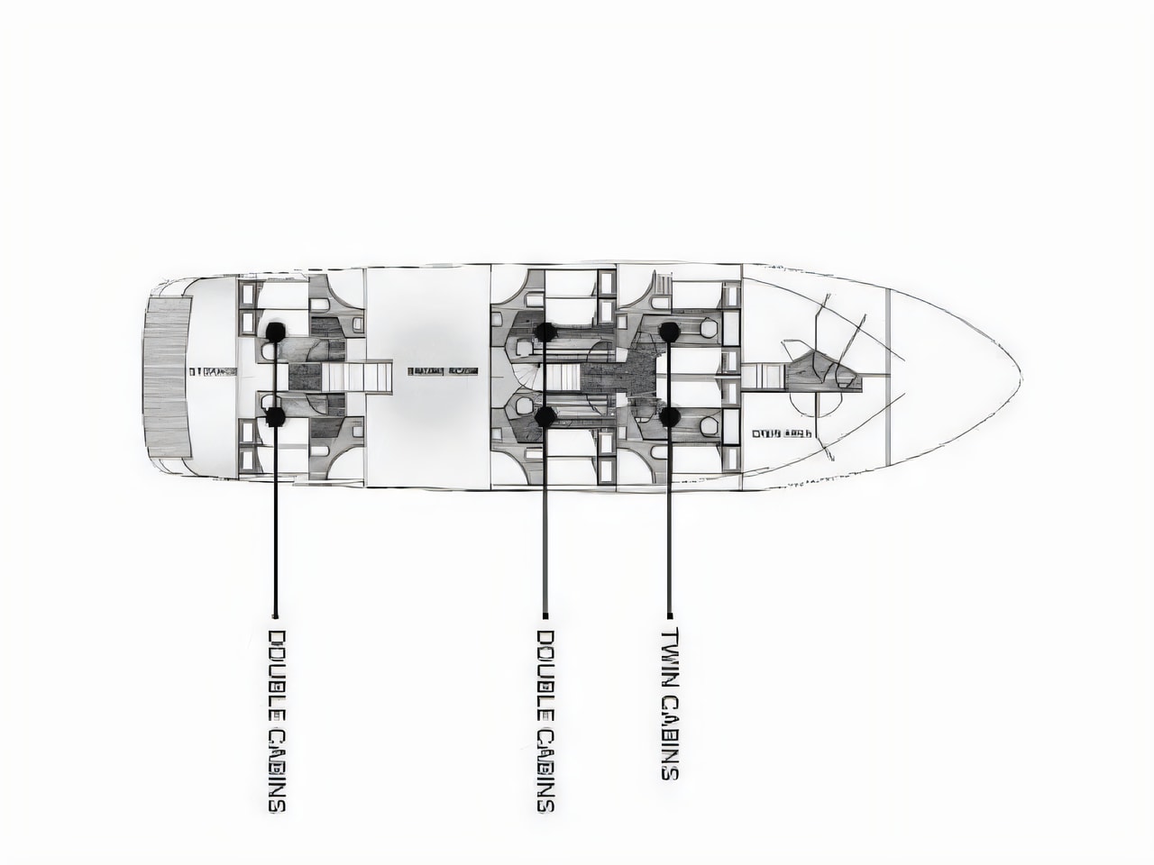 Interior of Motoryacht Korab motoryacht with 6 cabins Croatia yacht charter