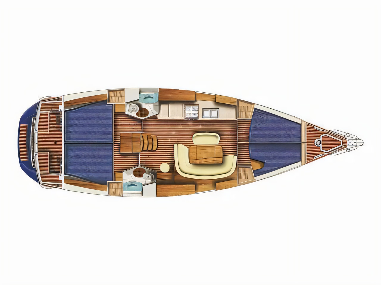Interior of Sun Odyssey 45 sail boat with 4 cabins Croatia yacht charter