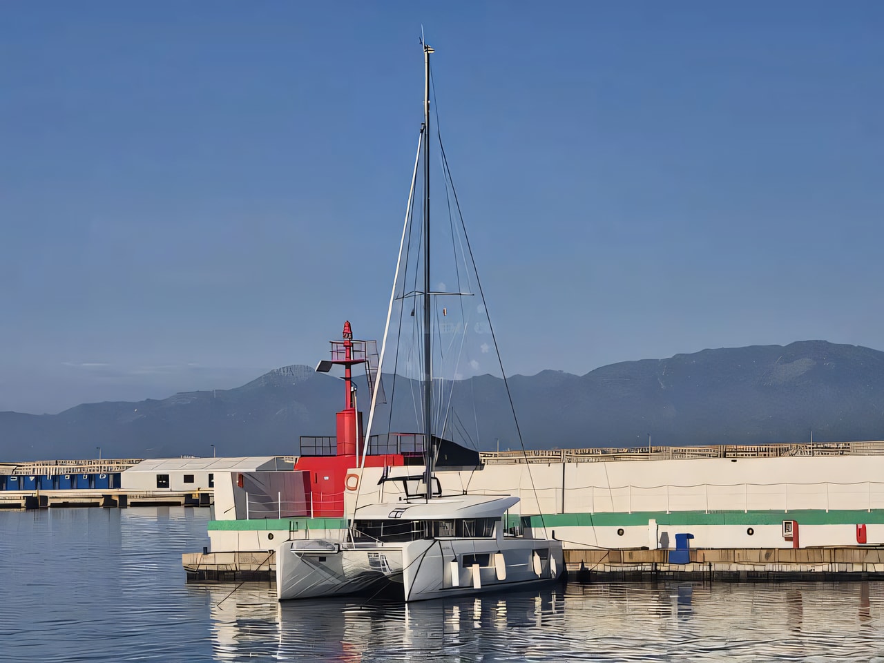 Exterior overview of Lagoon 40 catamaran for charter from Dubrovnik Marina Frapa in the Dubrovnik sailing area Croatia