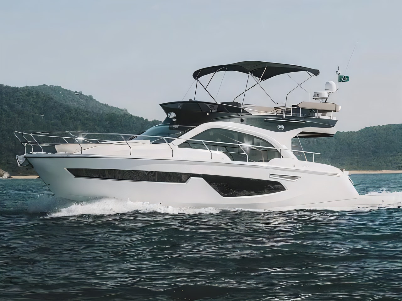 Exterior overview of Sessa Marine F42 motor boat for charter from Sibenik Marina Mandalina in the Kornati sailing area Croatia