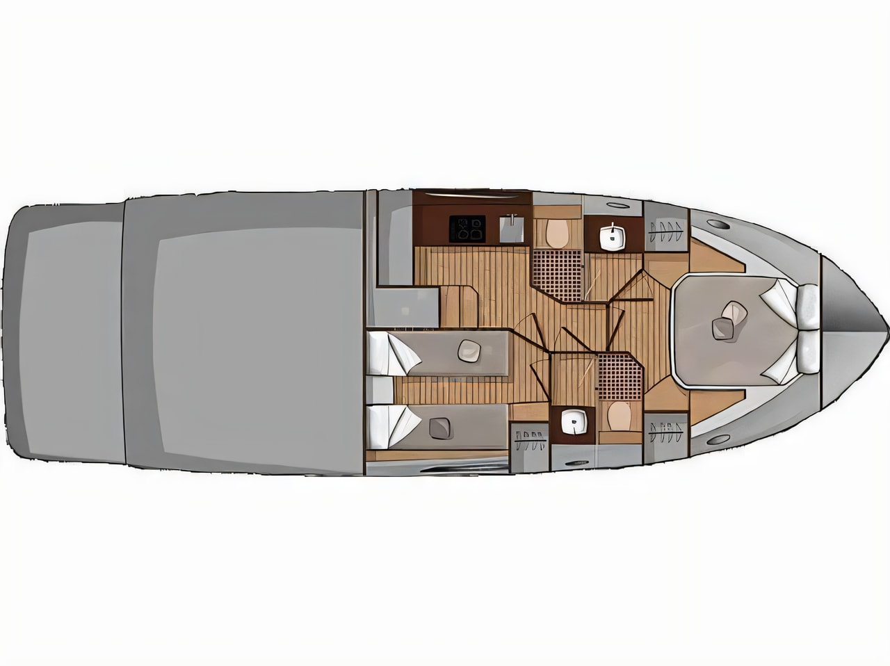 Interior of Sessa Marine F42 motor boat with 2 cabins Croatia yacht charter