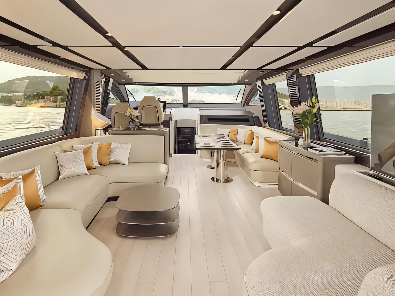 Layout of Azimut S8 motoryacht with 4 cabins Croatia yacht charter