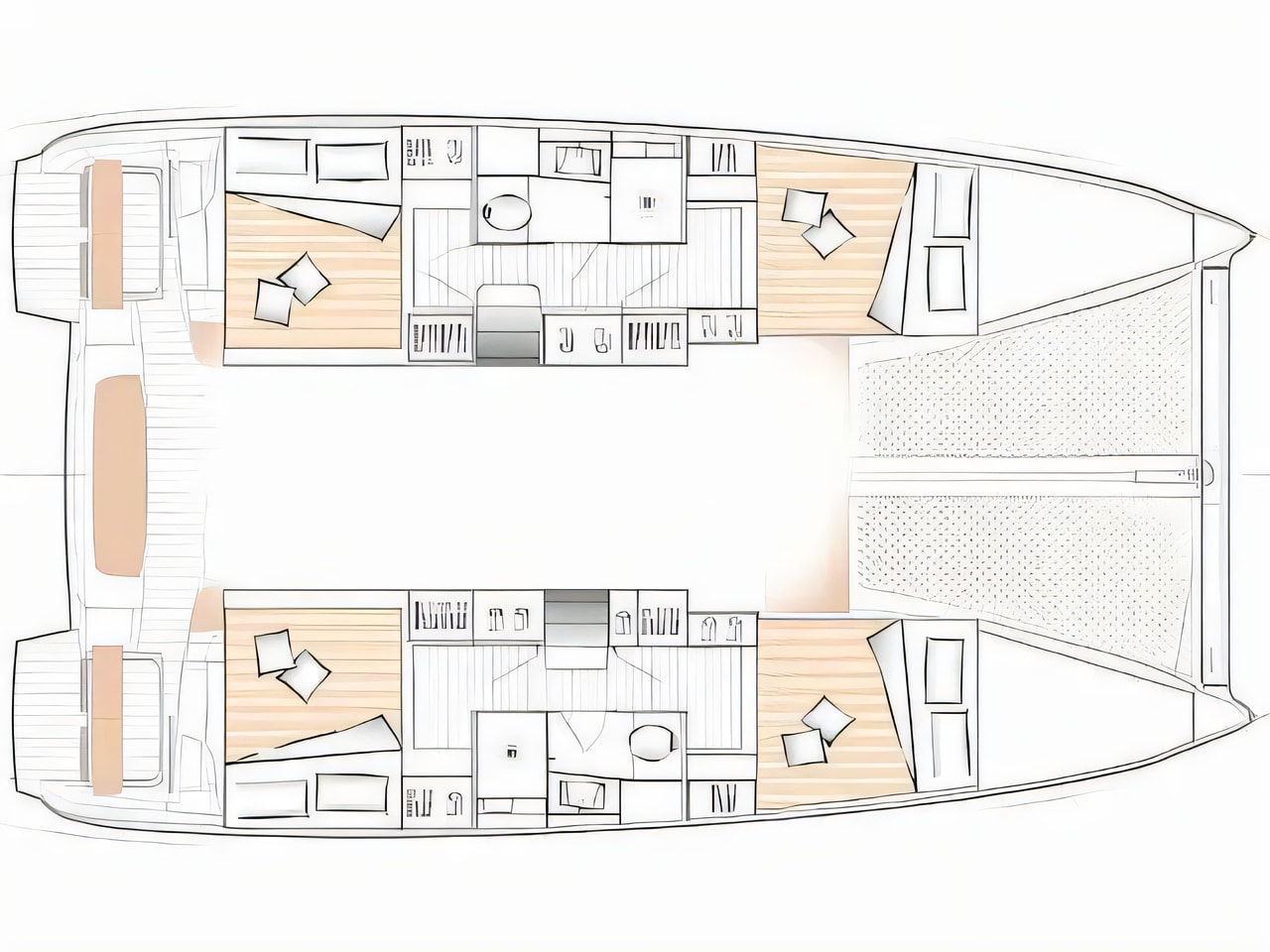 Interior of Excess 11 (6 cab.) catamaran with 6 cabins Croatia yacht charter