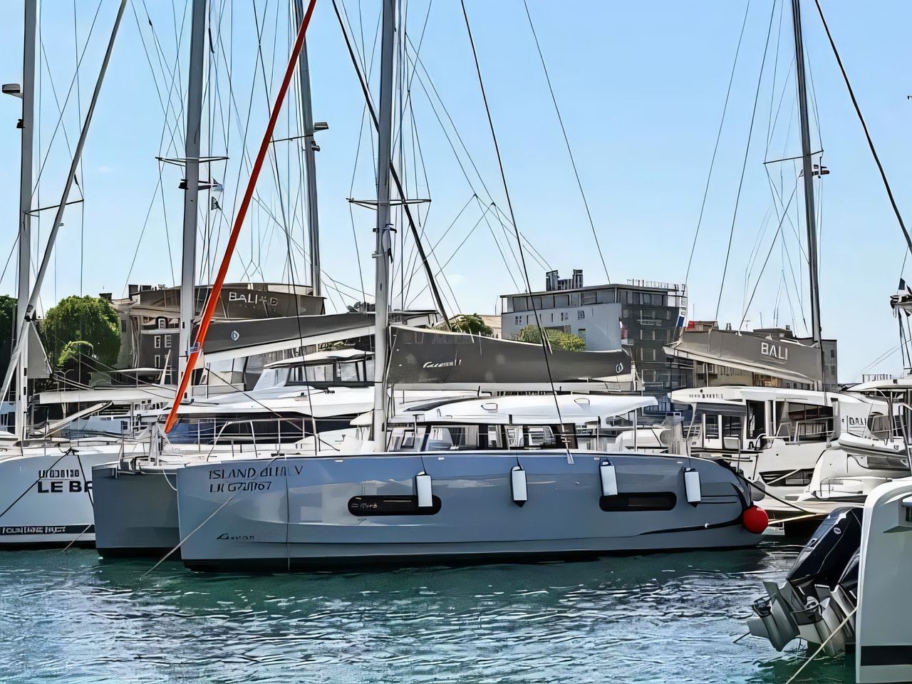 Exterior overview of Excess 11 (6 cab.) catamaran for charter from Pula Tehnomont Marina Veruda in the Istria / Kvarner sailing area Croatia