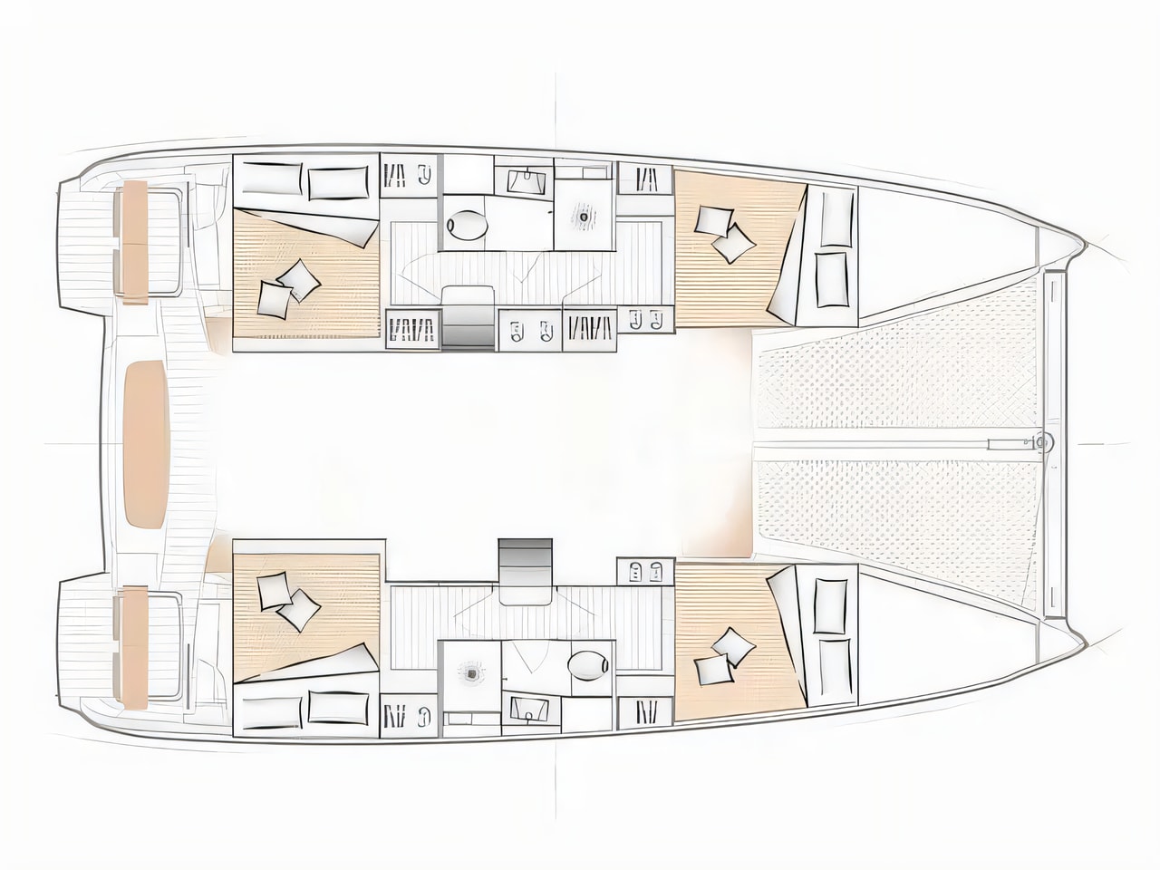 Interior of Excess 11 (6 cab.) catamaran with 6 cabins Croatia yacht charter