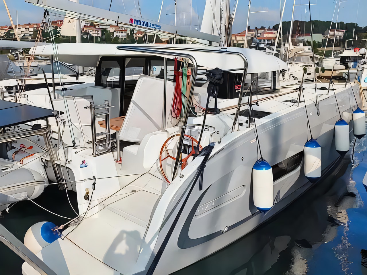Exterior overview of Excess 11 (6 cab.) catamaran for charter from Pula Tehnomont Marina Veruda in the Istria / Kvarner sailing area Croatia