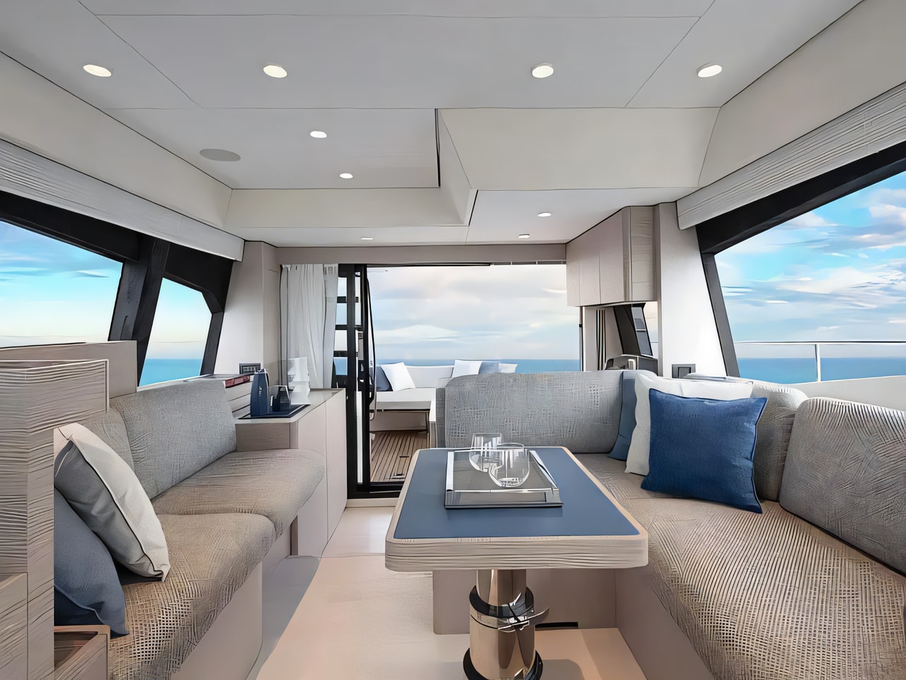 Layout of Ferretti 500 Fly motoryacht with 3 cabins Croatia yacht charter