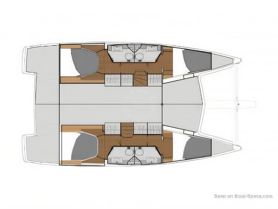 Layout of FP Lucia 40 catamaran with 4 cabins Croatia yacht charter