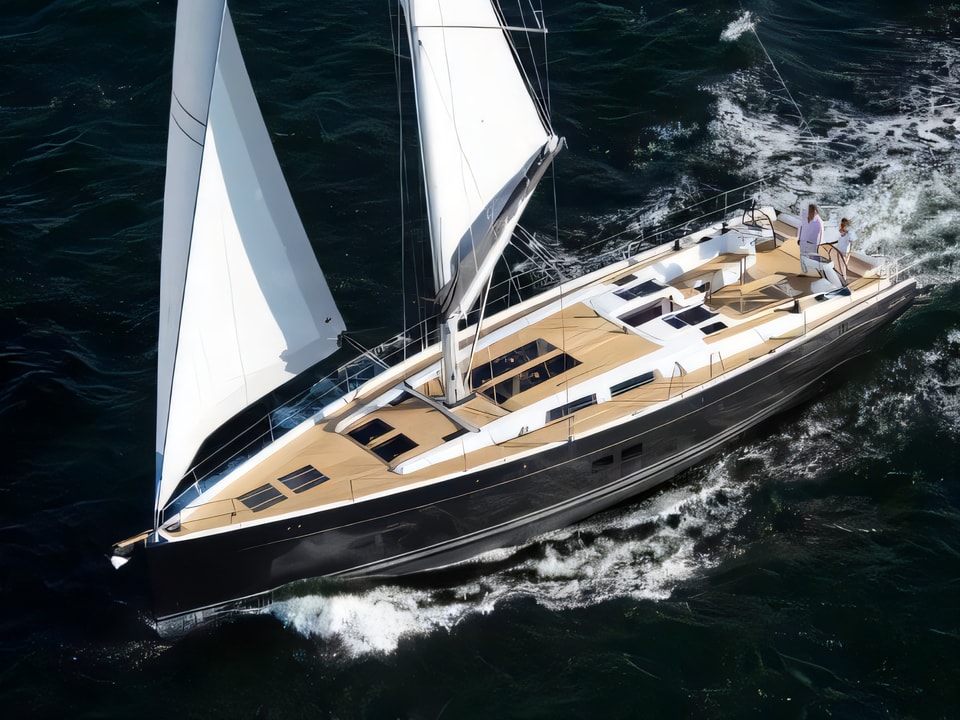 Exterior overview of Hanse 575 sail boat for charter from SCT Marina Trogir in the Split sailing area Croatia