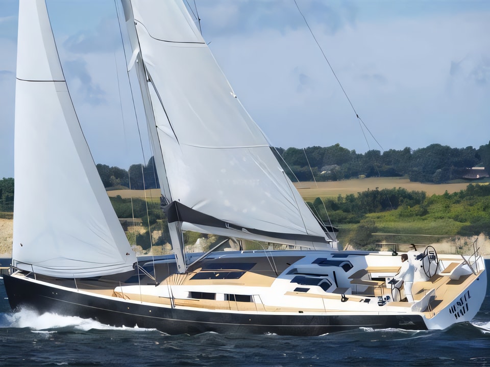 Exterior overview of Hanse 575 sail boat for charter from SCT Marina Trogir in the Split sailing area Croatia