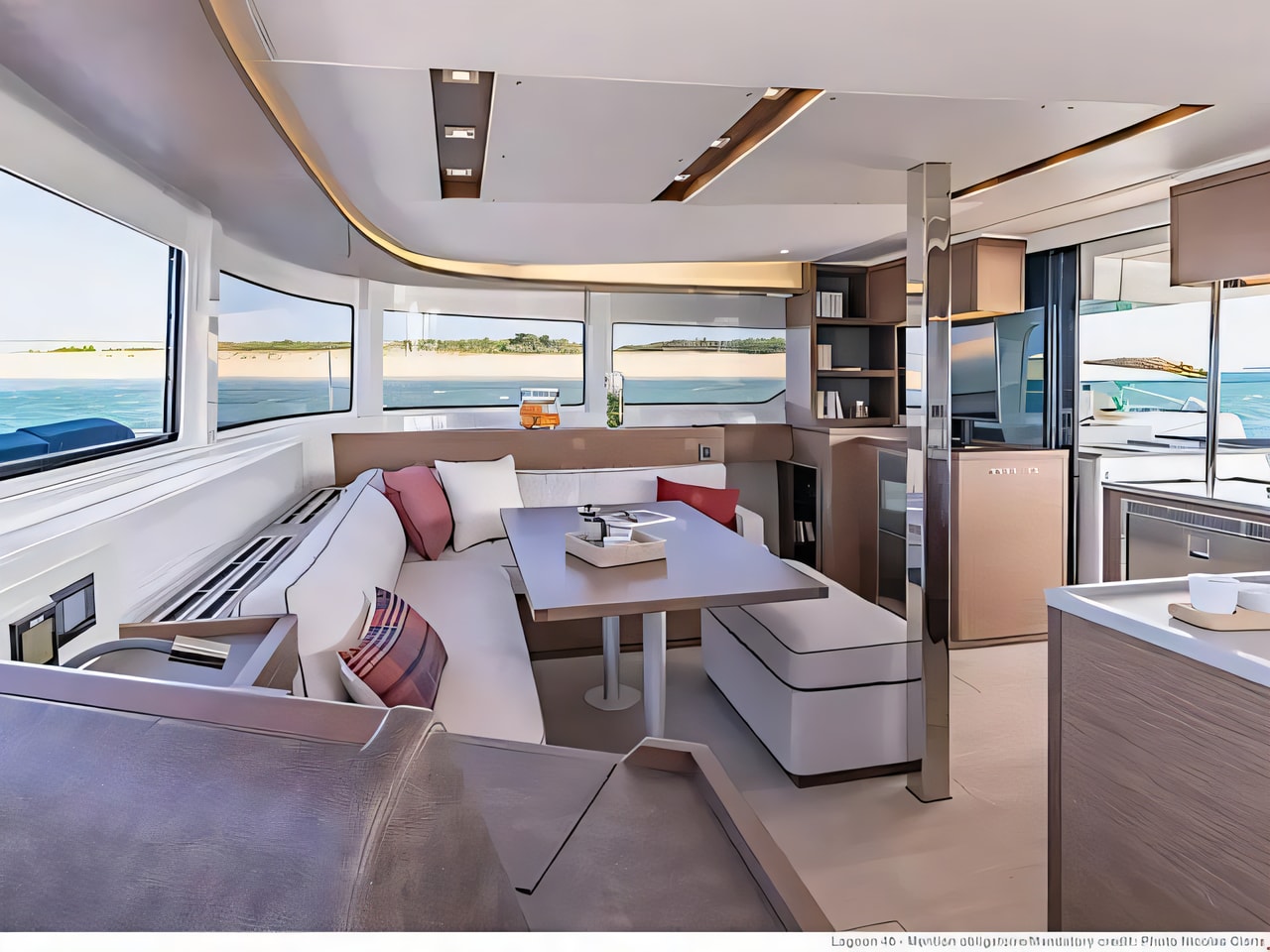 Layout of Lagoon 46 A / C & GEN & WM catamaran with 6 cabins Croatia yacht charter