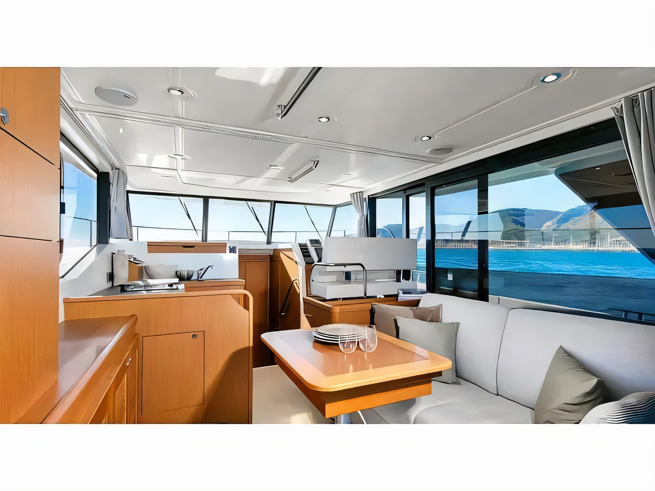 Interior of Swift Trawler 35 motor boat with 2 cabins Croatia yacht charter