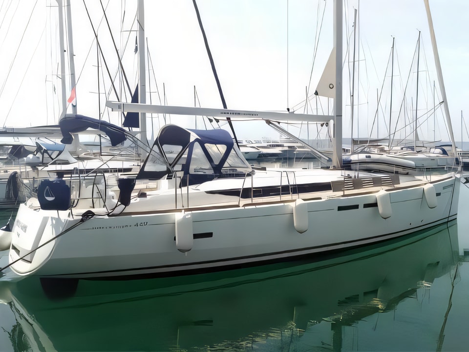 Exterior overview of Sun Odyssey 449 owner version sail boat for charter from Kastela Gomilica Marina in the Sibenik sailing area Croatia