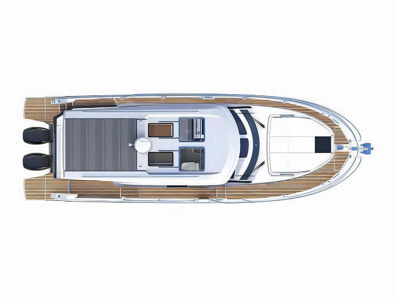 Interior of Antares 11 Fly motor boat with 2 cabins Croatia yacht charter