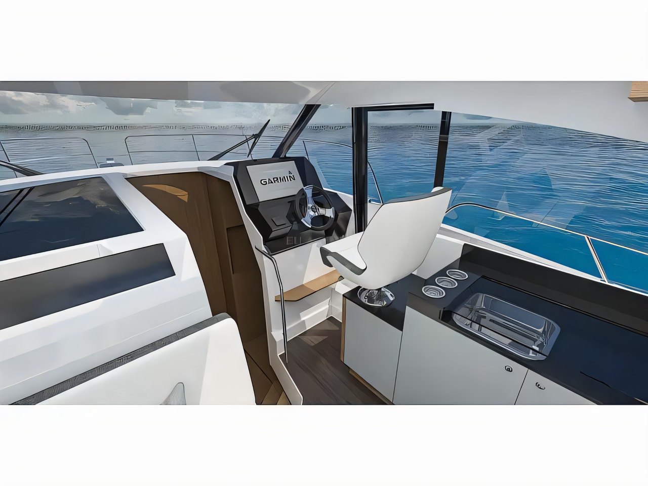 Layout of Antares 11 Fly motor boat with 2 cabins Croatia yacht charter