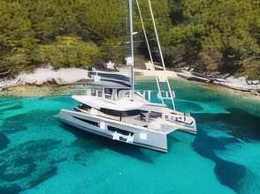 Exterior overview of Samana 59 catamaran for charter from Adriatic Croatia