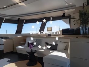 Layout of Samana 59 catamaran with 4 cabins Croatia yacht charter
