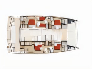 Interior of Bali 5.8 catamaran with 4 cabins Croatia yacht charter