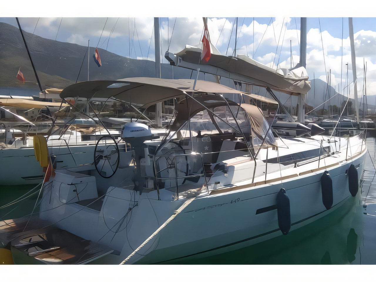 Exterior overview of Sun Odyssey 449 sail boat for charter from Kastela Gomilica Marina in the Split sailing area Croatia