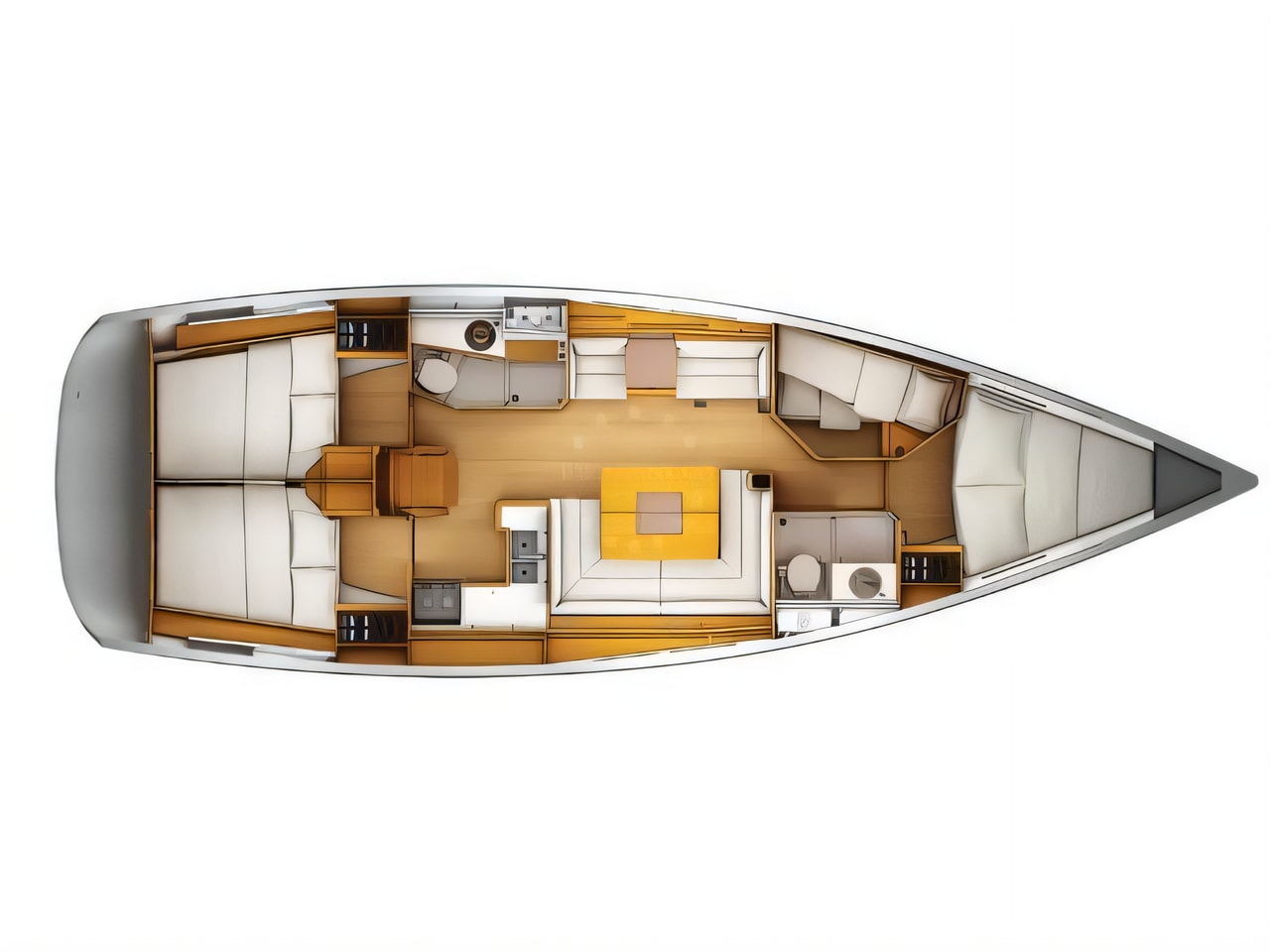 Interior of Sun Odyssey 449 sail boat with 4 cabins Croatia yacht charter