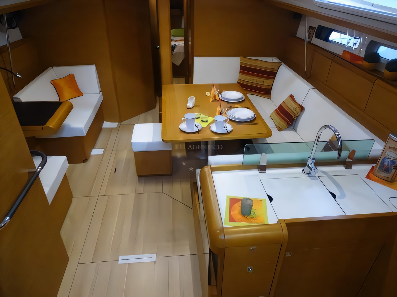 Layout of Sun Odyssey 449 sail boat with 4 cabins Croatia yacht charter