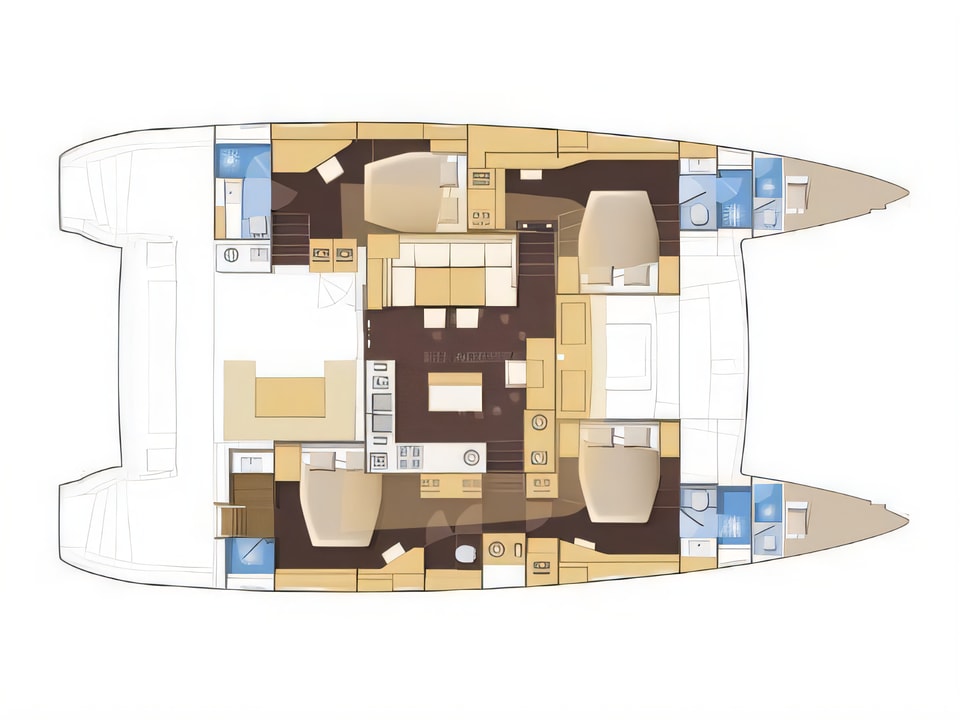 Lagoon 560 S2 yacht layout 4 cabins Croatia charter