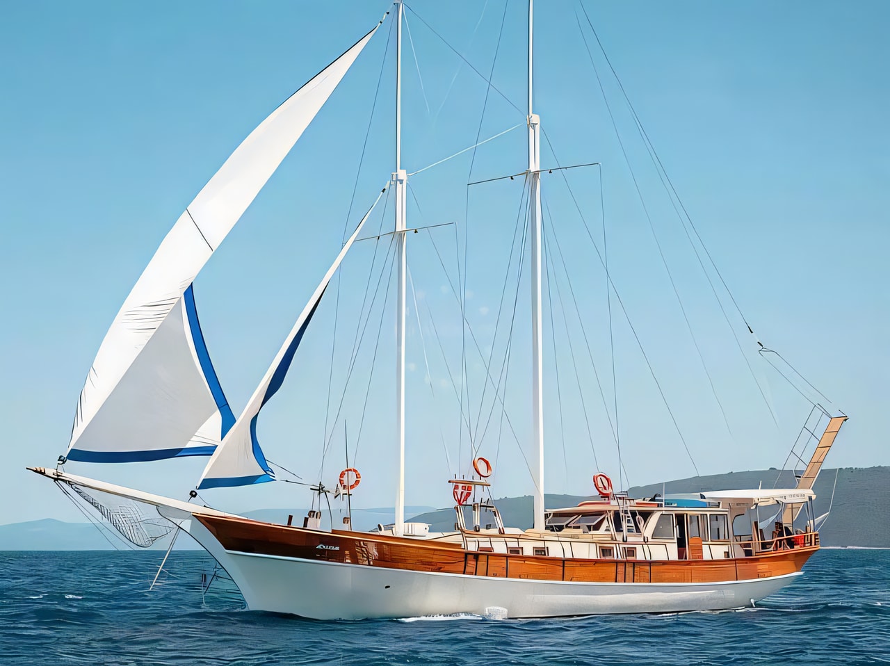Exterior overview of Gulet gulet or cruiser for charter from Marina Port in the Split sailing area Croatia