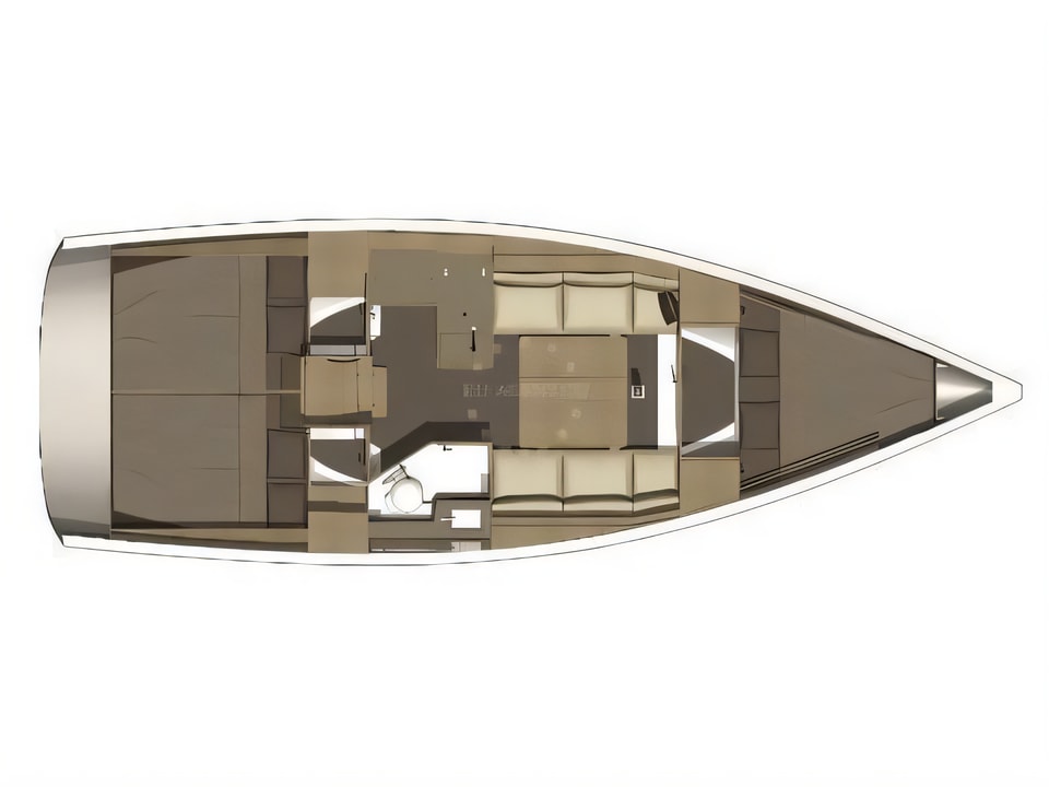 Layout of Dufour 350 GL sail boat with 3 cabins Croatia yacht charter