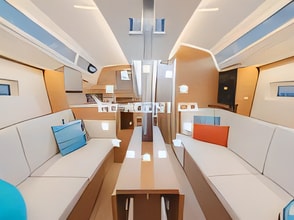 Layout of Sun Odyssey 350 sail boat with 3 cabins Croatia yacht charter