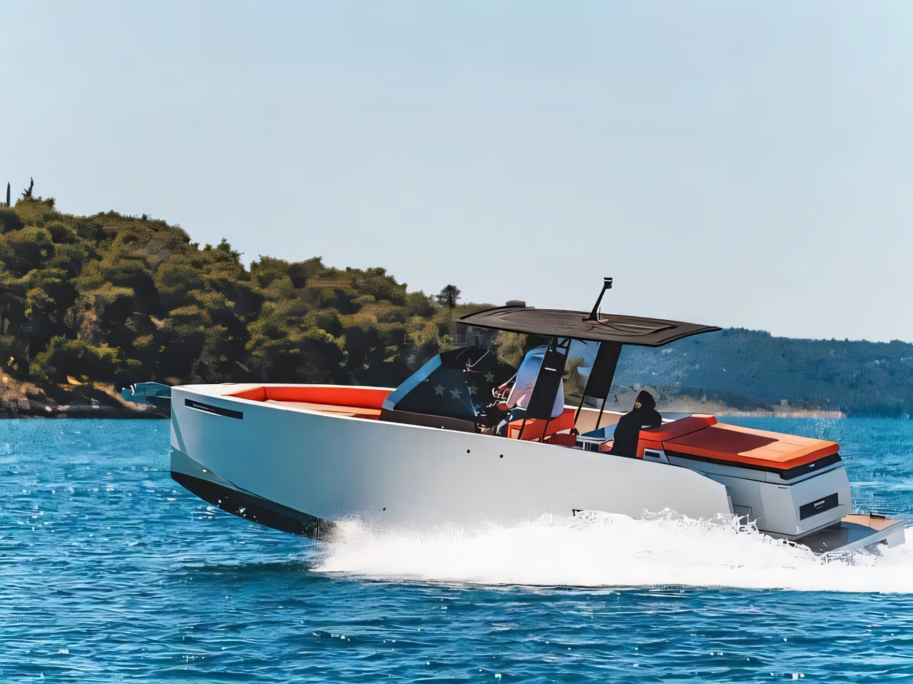 Exterior overview of De Antonio D28 Open motor boat for charter from Seget Donji Marina Baotic in the Split sailing area Croatia