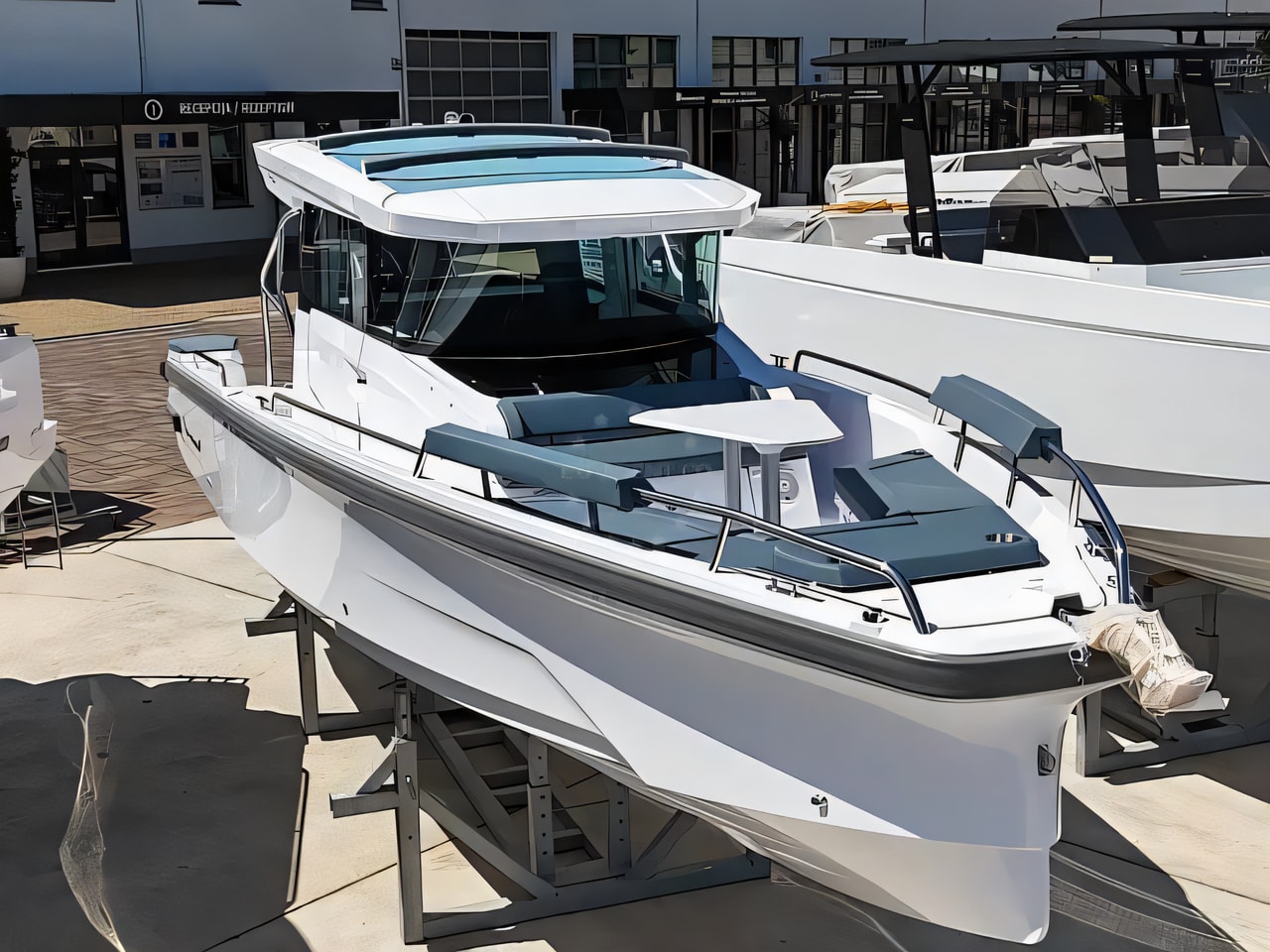 Exterior overview of Axopar 29 XC Cross Cabin motor boat for charter from Seget Donji Marina Baotic in the Split sailing area Croatia