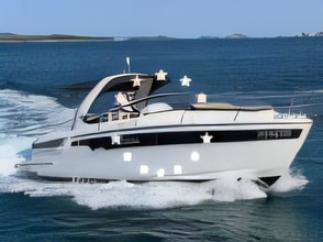 Exterior overview of Bavaria S29+ motor boat for charter from Biograd Kornati in the Zadar sailing area Croatia