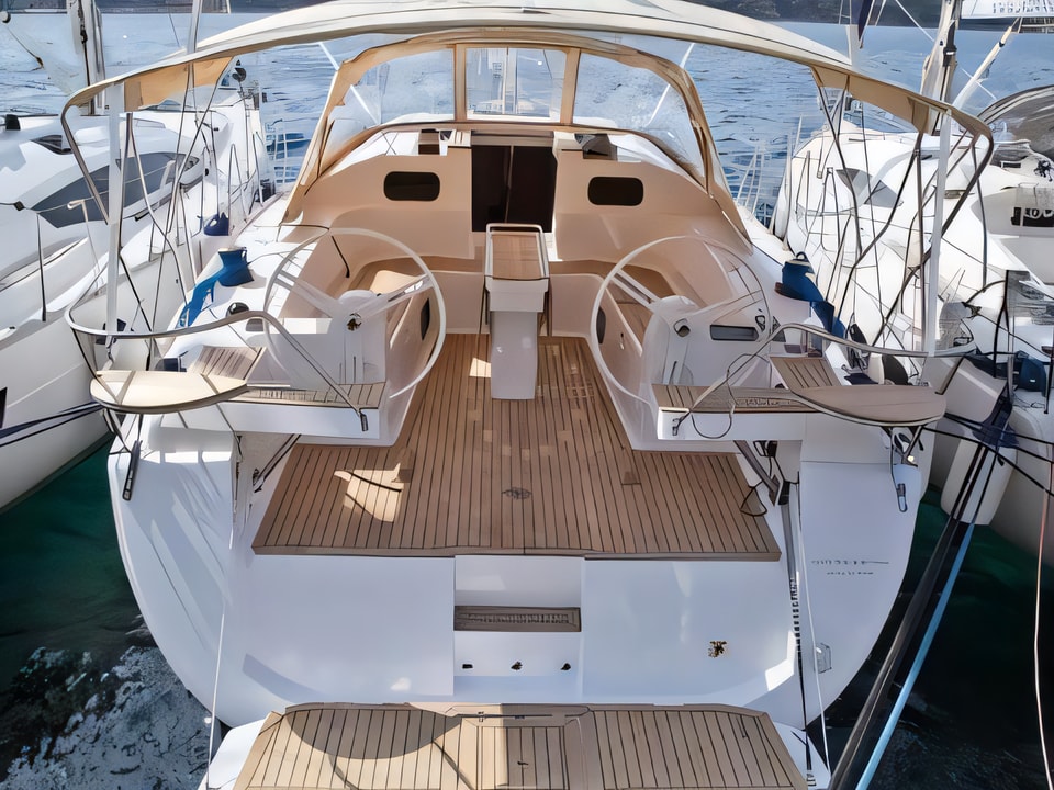 Exterior overview of Elan 45 Impression sail boat for charter from Biograd Kornati in the Zadar sailing area Croatia