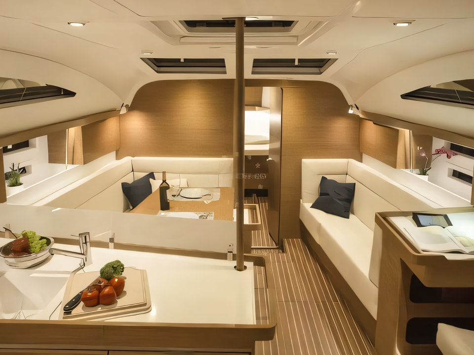 Interior of Elan 45 Impression sail boat with 4 cabins Croatia yacht charter