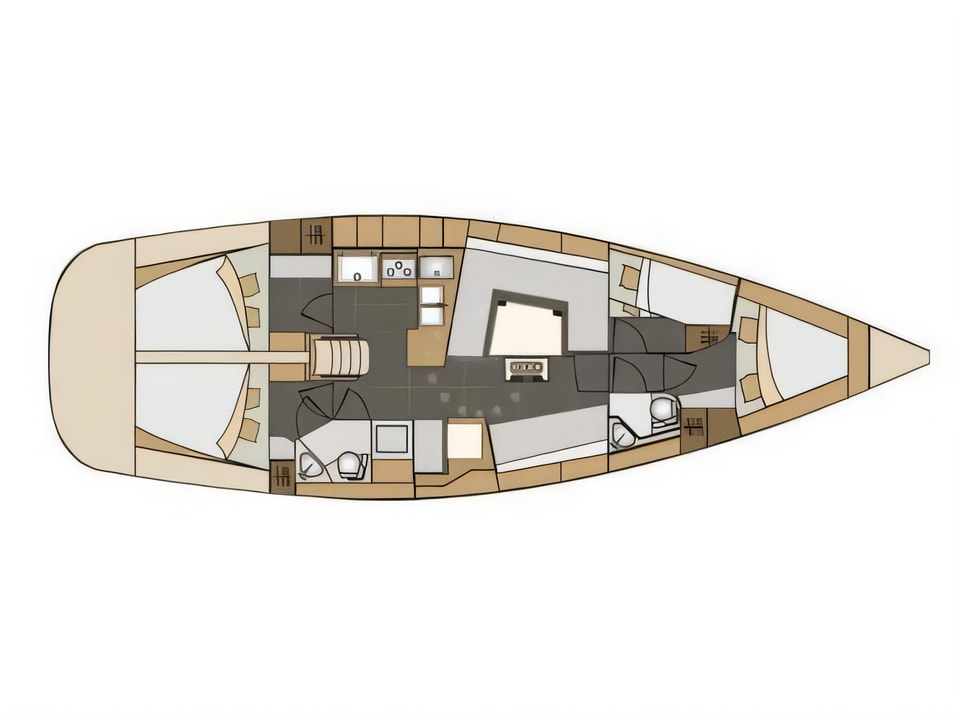 Layout of Elan 45 Impression sail boat with 4 cabins Croatia yacht charter