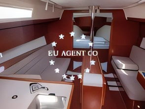 Layout of Dufour 350 GL sail boat with 3 cabins Croatia yacht charter