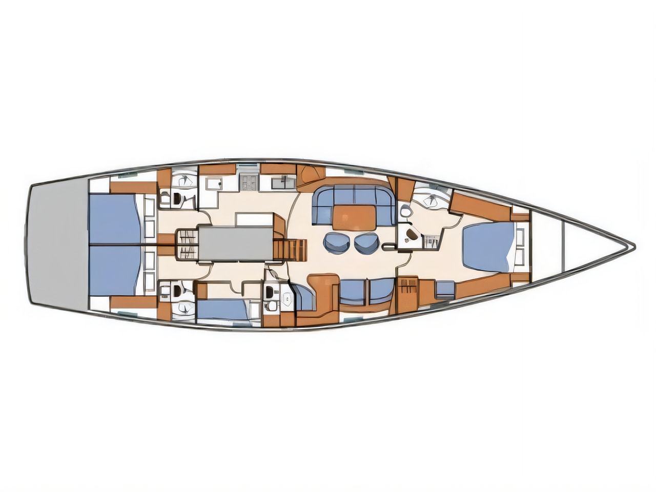 Interior of Beneteau 57 sail boat with 4 cabins Croatia yacht charter